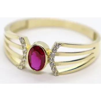 Prsten Klenoty Budín Zásnubní dámský zlatý prsten s červeným rubínem 585/2,05gr vel. 63 HK1248 (Klenoty Budín Zásnubní dámský zlatý prsten s červeným rubínem 585/2,05gr vel. 63 HK1248)