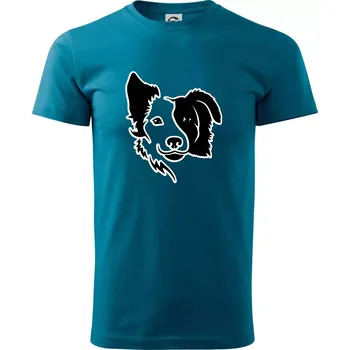 Pánské tričko Border kólie obrys hlavy - Klasické pánské triko vyšší gramáže - 4XL ( Petrolejová )
