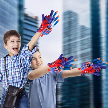 Dětská zbraň Dětská rukavice s vystřelovačem pěnových šipek inspirovaná SPIDER-MAN, 20 šipek
