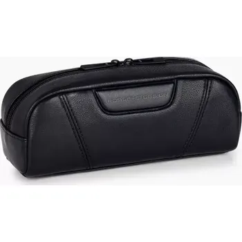 Cestovní taška PORSCHE DESIGN Roadster Leather Accessory Pouch Pouzdro kožené na drobnosti doklady klíče s vnitřním organizérem na zip černé (Kompaktní cestovní taštička z měkké telecí kůže s popruhem přes rameno a chytrým vnitřním organizérem.)