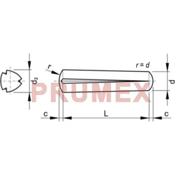 Spojovací materiál Kolík kuželový rýhovaný DIN 1471 6x16 bez PÚ