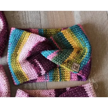 Zimní čelenka Pletená čelenka - barevná