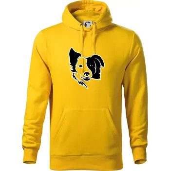 Pánská mikina Border kólie obrys hlavy - Mikina pánská Cape s kapucí - L ( Žlutá )