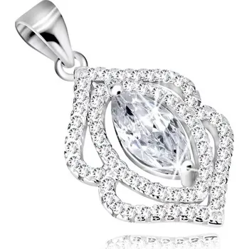 Přívěsek Rhodiovaný přívěsek ze stříbra 925 - zirkonové zrnko čiré barvy, zirkonové linie