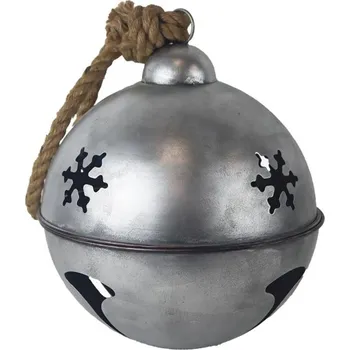 Vánoční dekorace Vánoční ozdoba rolnička, stříbrná, kov, 25 cm K4457/5