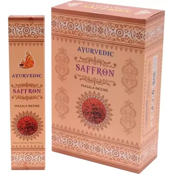 Vonná tyčinka Ayurvedic Saffron indické vonné tyčinky 12 krabiček. Množstevní sleva.