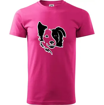 Pánská móda Border kólie obrys hlavy - Klasické pánské triko vyšší gramáže - 2XL ( Purpurová )