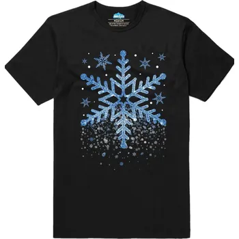Pánské tričko Pánské tričko Sněhová Vánoční Vločka (Velikost: S, Barva: Černá)