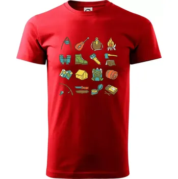 Camping set - Klasické pánské triko vyšší gramáže - S ( Červená )