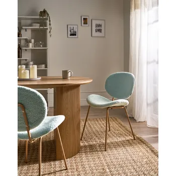 Jídelní židle Sada 2 jídelních židlí světle zelená buklé čalounění bez opěrek rukou železné nohy retro design jídelna Beliani