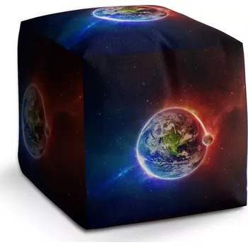 Taburet Sablio Taburet Cube Planeta Země: 40x40x40 cm