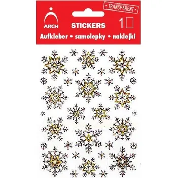 samolepka Vánoční holografické samolepky - vločky jemné zlatá-stříbrná