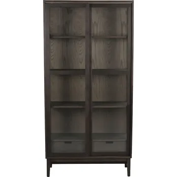 Obývací stěna Rowico Vitrína 2 dveře + 2 zásuvky, hnědý, dub, Hazelton Barva: Hnědá