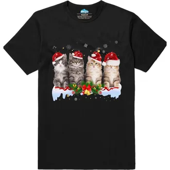 Pánské tričko Pánské tričko Vánoční Mainské Kočky (Velikost: L, Barva: Černá)
