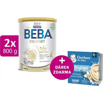 Dětská výživa BEBA COMFORT 4, 5 HMO, 2x800g + GERBER Hello Yogo mléčný dezert s příchutí vanilky 4x100g