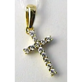 Přívěsek Klenoty Budín Zlatý přívěsek - zlatý křížek posetý zirkony 585/0,38gr H620 (Klenoty Budín Zlatý přívěsek - zlatý křížek posetý zirkony 585/0,38gr H620)