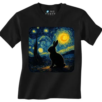 Chlapecké tričko Dětské tričko Zajíc ve Hvězdné noci (Velikost: 7-8, Barva: Černá)