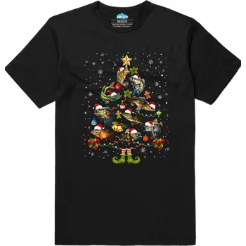 Pánské tričko Pánské tričko Vánoční Stromek z Ryb (Velikost: M, Barva: Černá)