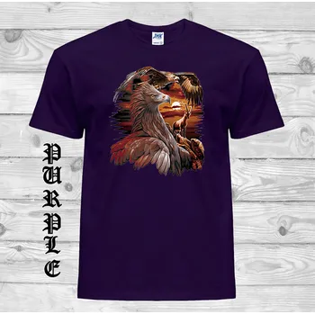 panske-levne-bavlnene-tricko-digi-potisk-orel-kamzik Barva: Purple - purpurová, velikost: L