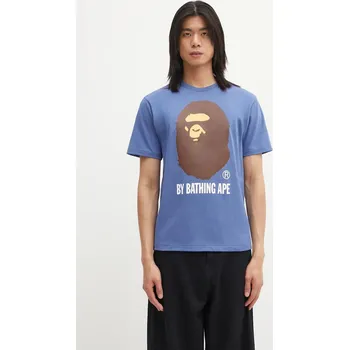 Bavlněné tričko A Bathing Ape By Bathing Ape pánské, tmavomodrá barva, s potiskem, 1L30110002, M, 59X