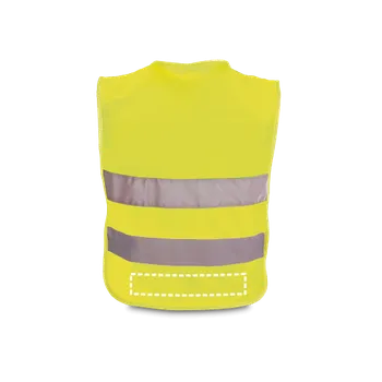 reflexní vesta MIKE. Dětské reflexní vesty ze 100% polyesteru Transfer (max. 4 barvy, 230 x 40mm) 2 barvy 1 Spodní přední část