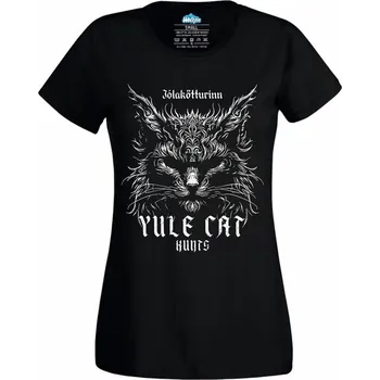 Dámské tričko Hororová Vánoční Kočka Yule Cat Hunts (Velikost: 4XL, Barva: Černá)