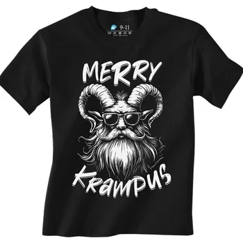 Dívčí tričko Dětské tričko Vánoční Krampus Merry Krampus (Barva: Černá)