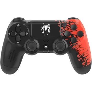Gamepad Bezdrátový černočervený ovladač s motivem pavouka pro konzoli PlayStation 4 s vibracemi a 6osým pohybovým senzorem