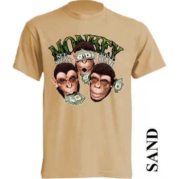 Pánské tričko panske-levne-bavlnene-tricko-digi-potisk-nevidim-neslysim-nemluvim Barva: Light yellow - světle žlutá, velikost: S