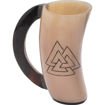 Sklenice Mythrojan Vikinský korbel z rohu „Valknut“, 200 ml