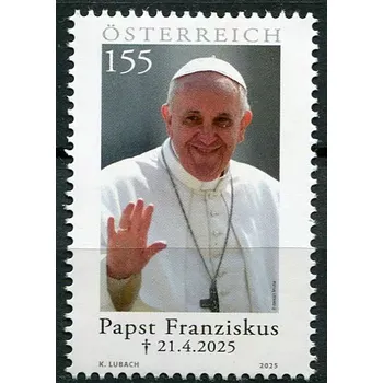 Poštovní známka Österreich post (2025) MiNr. 3898 ** - Rakousko - Úmrtí papeže Františka (+ 21.4.2025)