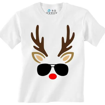 Chlapecké tričko Dětské tričko Vánoční Sob Rudolf s Brýlemi (Velikost: 3-4, Barva: Bílá)