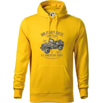 Pánská mikina American Army Jeep - Mikina pánská Cape s kapucí - M ( Žlutá )