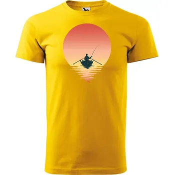 Pánské tričko Sablio Tričko s potiskem Rybář při západu slunce - žluté 2XL