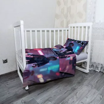 Povlečení Sablio Mikroplyšové dětské povlečení do postýlky ROBLOX Neonové město - 120x90 / 40x60