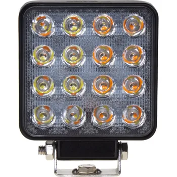 Pracovní světlo LED světlo čtvercové bílé/oranžové, 16x3W, 110x110mm, ECE R10