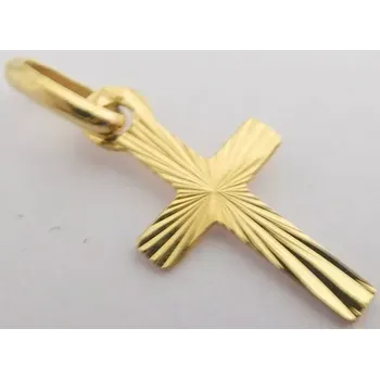 Přívěsek Klenoty Budín Gravírovaný zlatý křížek ze žlutého zlata - přívěsek 585/0,23gr H506 (Klenoty Budín Gravírovaný zlatý křížek ze žlutého zlata - přívěsek 585/0,23gr H506)