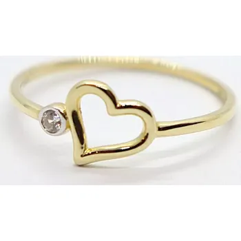 Prsten Klenoty Budín Dámský zlatý prsten se zirkonem v srdíčku 585/1,14gr vel. 55 HK1256 (Klenoty Budín Dámský zlatý prsten se zirkonem v srdíčku 585/1,14gr vel. 55 HK1256)