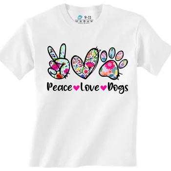 Chlapecké tričko Dětské tričko Psí Mír a Láska Peace Love Dogs (Velikost: 3-4, Barva: Bílá)