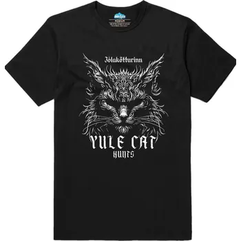 Pánské tričko Pánské tričko Hororová Vánoční Kočka Yule Cat Hunts (Velikost: M, Barva: Černá)