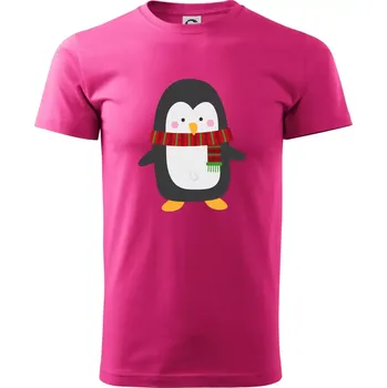 Pánská móda Tučňák se šálou - Klasické pánské triko vyšší gramáže - XL ( Purpurová )