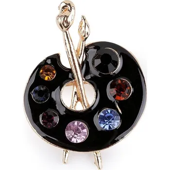 Brož Brož malířská paleta, kočky v deštníku - 2 černá