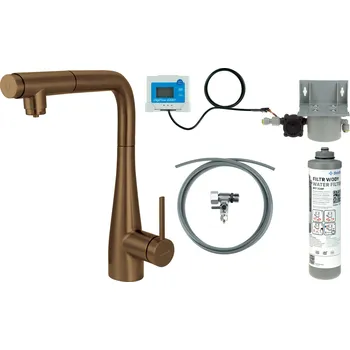 Vodovodní baterie Deante Eridan startovací sada s kuchyňskou baterií stojící hnědá BREFC75M