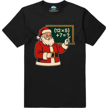 Pánské tričko Pánské tričko Santa Učitel Matematiky (Velikost: 4XL, Barva: Černá)