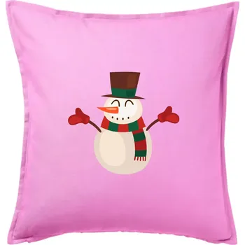 Polštář Vánoční sněhulák - Polštář 50x50 - 50x50 - Pouze potah ( Růžová )