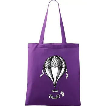 Horkovzdušný balón kreslený - Taška bavlněná - 42 x 38 cm ( Fialová )
