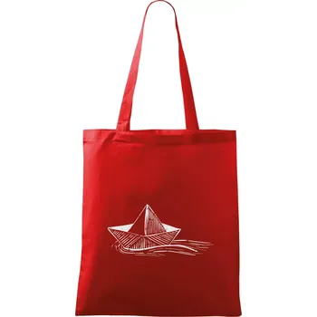 Nákupní taška Letní romance - papírová loďka - Taška bavlněná - 42 x 38 cm ( Červená )