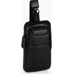 PORSCHE DESIGN Roadster Leather Crossbody Bag Taška pouzdro diagonální kožené do města s vnitřním organizérem na zip černé (Crossbody taštička z měkké telecí kůže s oboustranným zipem.)