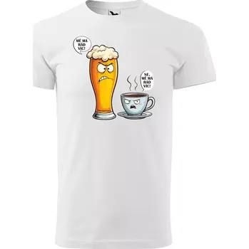 Sablio Tričko s potiskem Mě má rád víc - pivo vs. káva - bílé M