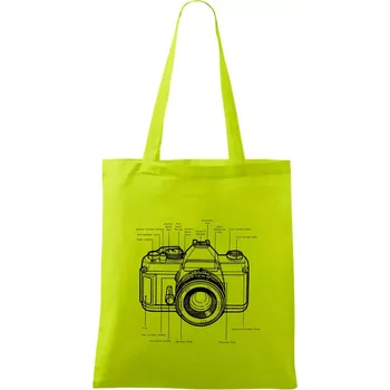 Nákres starý fotoaparát - Taška bavlněná - 42 x 38 cm ( Limetková )